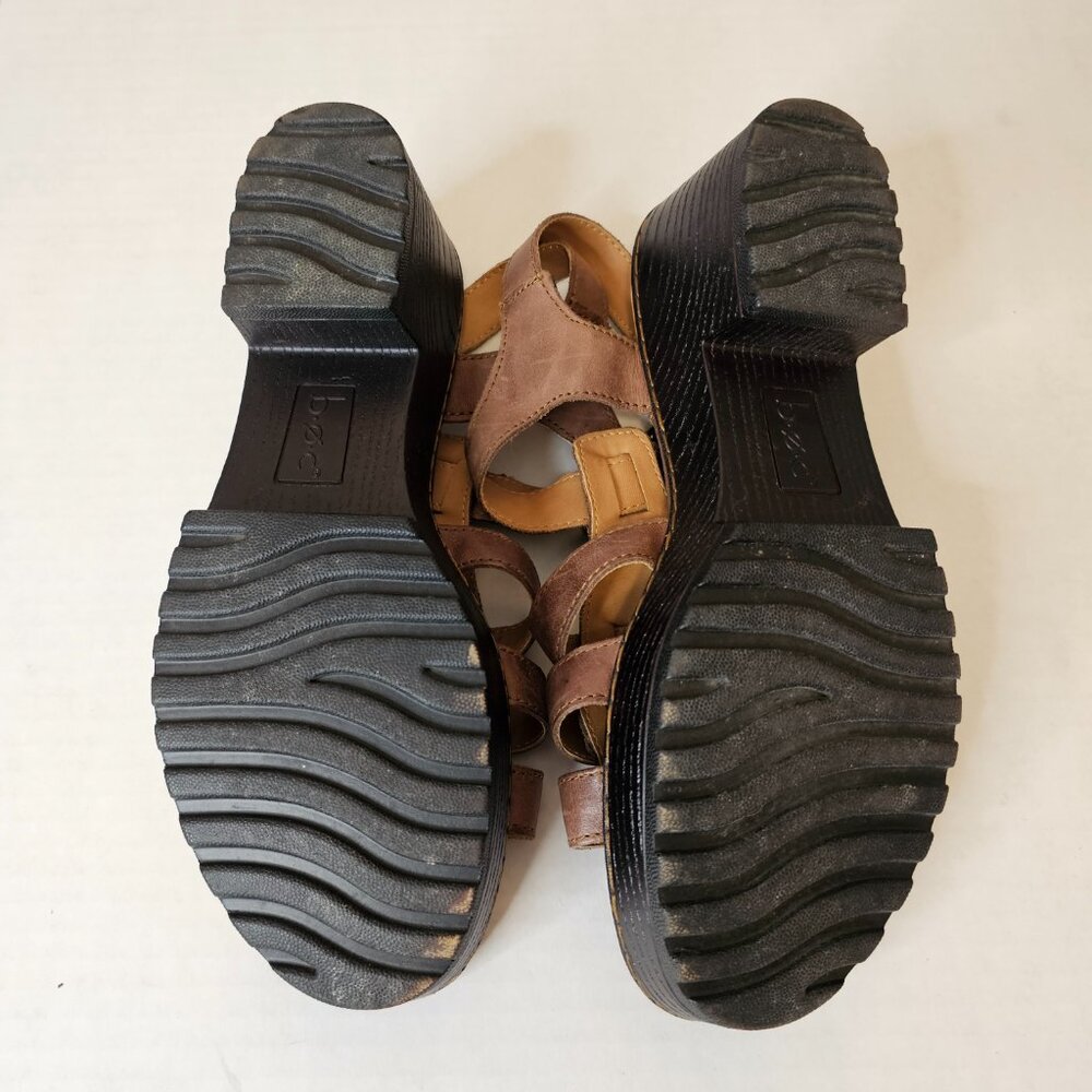 BOC Size 10M Women's Platform Brown/Black Sandal, Leather - Picture 3 of 8